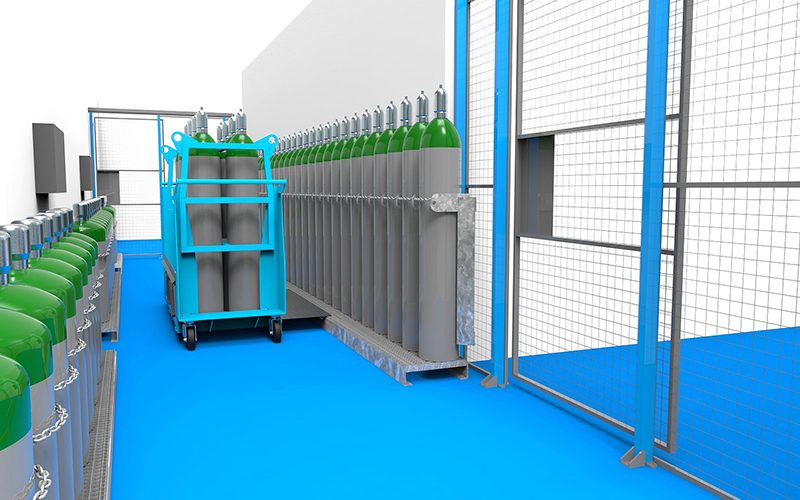 Aménagement zone de stockage – Thalès chariot + grille